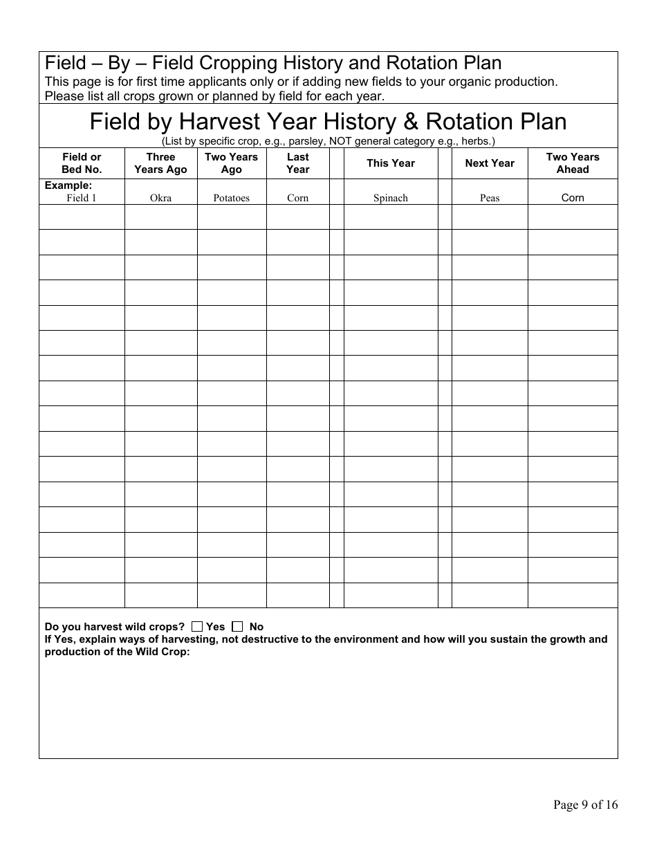 Form FS-5111 Producer Application - Organic Certification Program - Oklahoma, Page 9