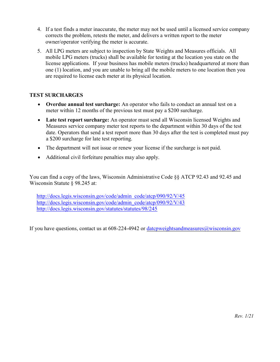 Form TR-WM-79B Liquefied Petroleum Gas (Lpg) Meter Operator License Application - Wisconsin, Page 2