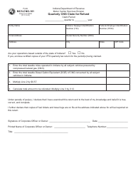 Form MCS-CNG-101 (State Form 55598) Quarterly Cng Claim for Refund - Indiana