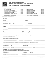 Document preview: Form PWD140 Application for License Transfer - Texas