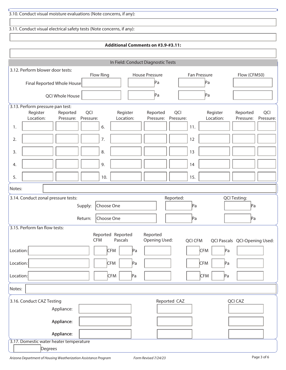 Quality Control Inspection (Qci) Checklist - Weatherization Assistance Program - Arizona, Page 3