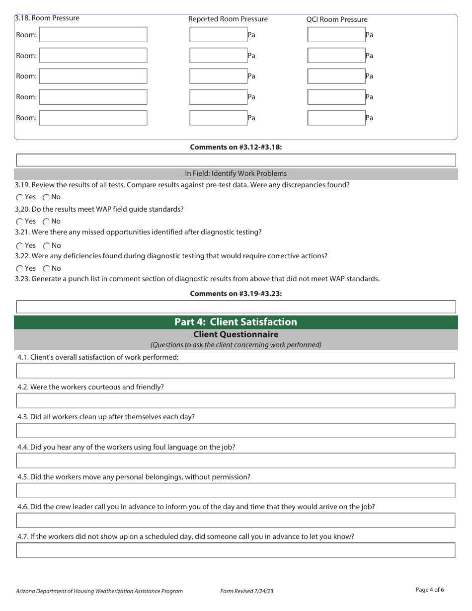 Quality Control Inspection (Qci) Checklist - Weatherization Assistance Program - Arizona, Page 4