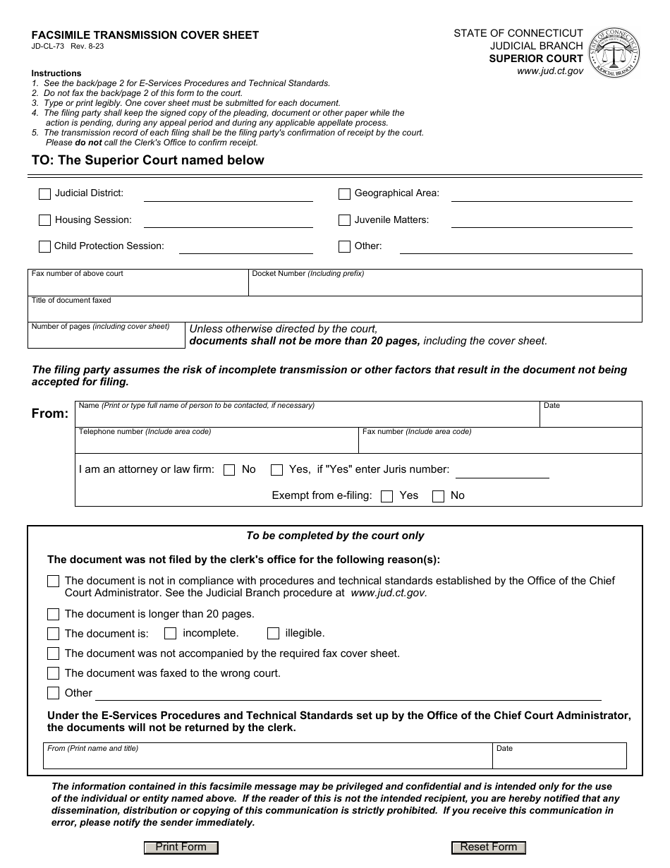 Form Jd Cl 73 Fill Out Sign Online And Download Fillable Pdf Connecticut Templateroller 1596