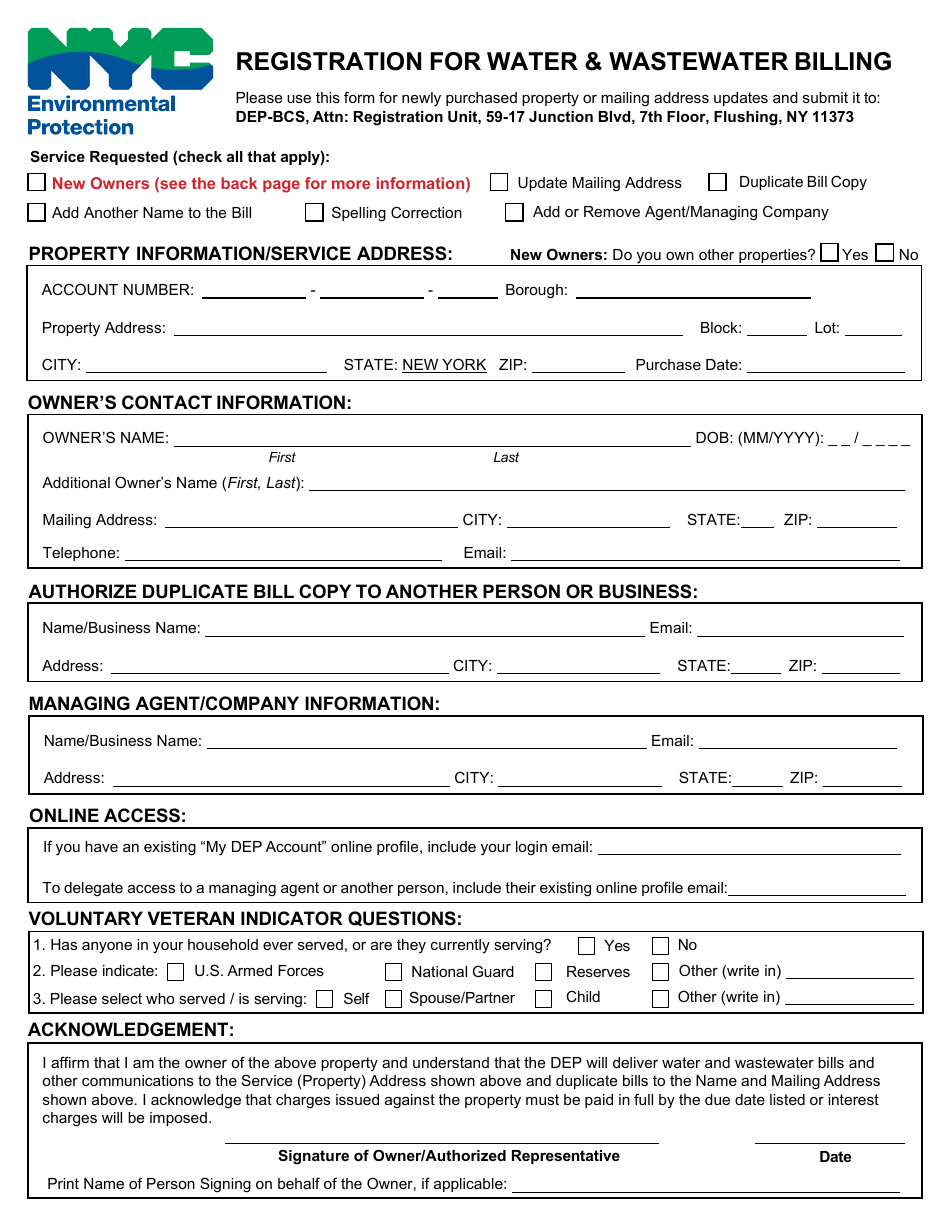 Registration for Water  Wastewater Billing - New York City, Page 1