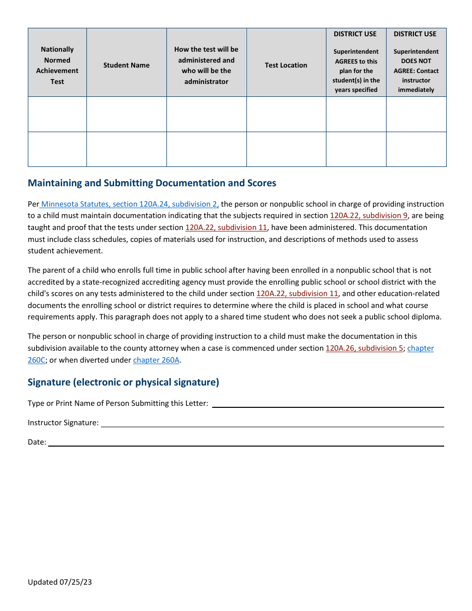 Initial Registration Form for Unaccredited Nonpublic Schools (Including Homeschools) - Minnesota, Page 3