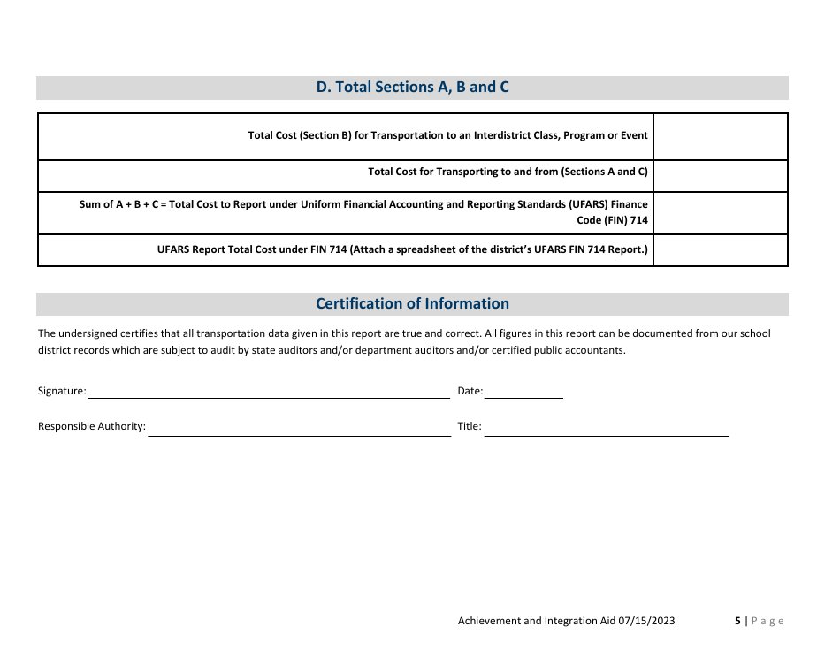 Form ED-02370-23 Achievement and Integration Interdistrict Transportation Aid (Ai) - Minnesota, Page 5