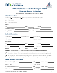 Document preview: Minnesota Student Application - United States Senate Youth Program (Ussyp) - Minnesota, 2024