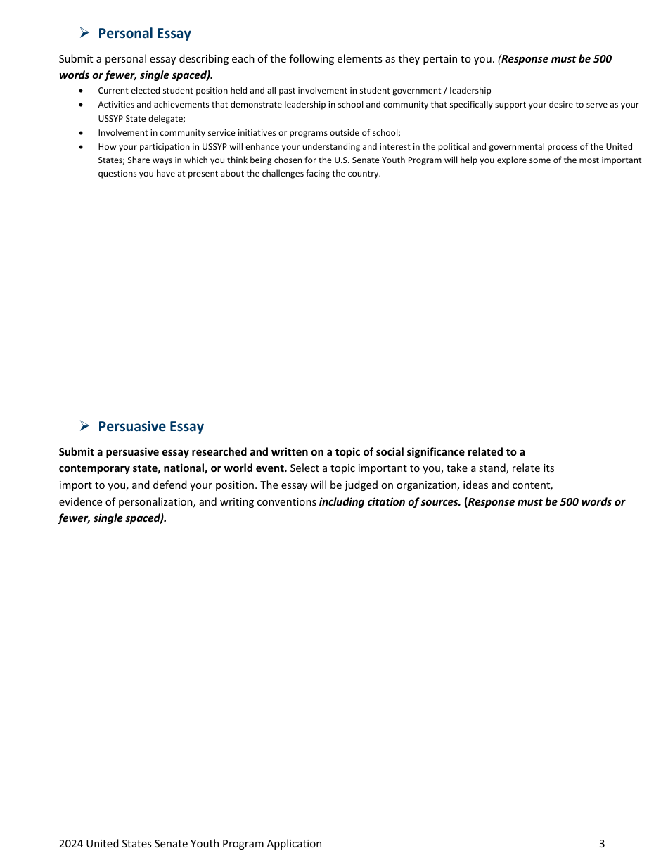 Minnesota Student Application - United States Senate Youth Program (Ussyp) - Minnesota, Page 3