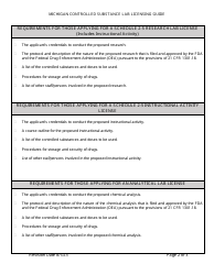 Michigan Controlled Substance Research Lab, Analytical Lab, or Instructional Activity Licensing Requirements Checklist - Michigan, Page 2