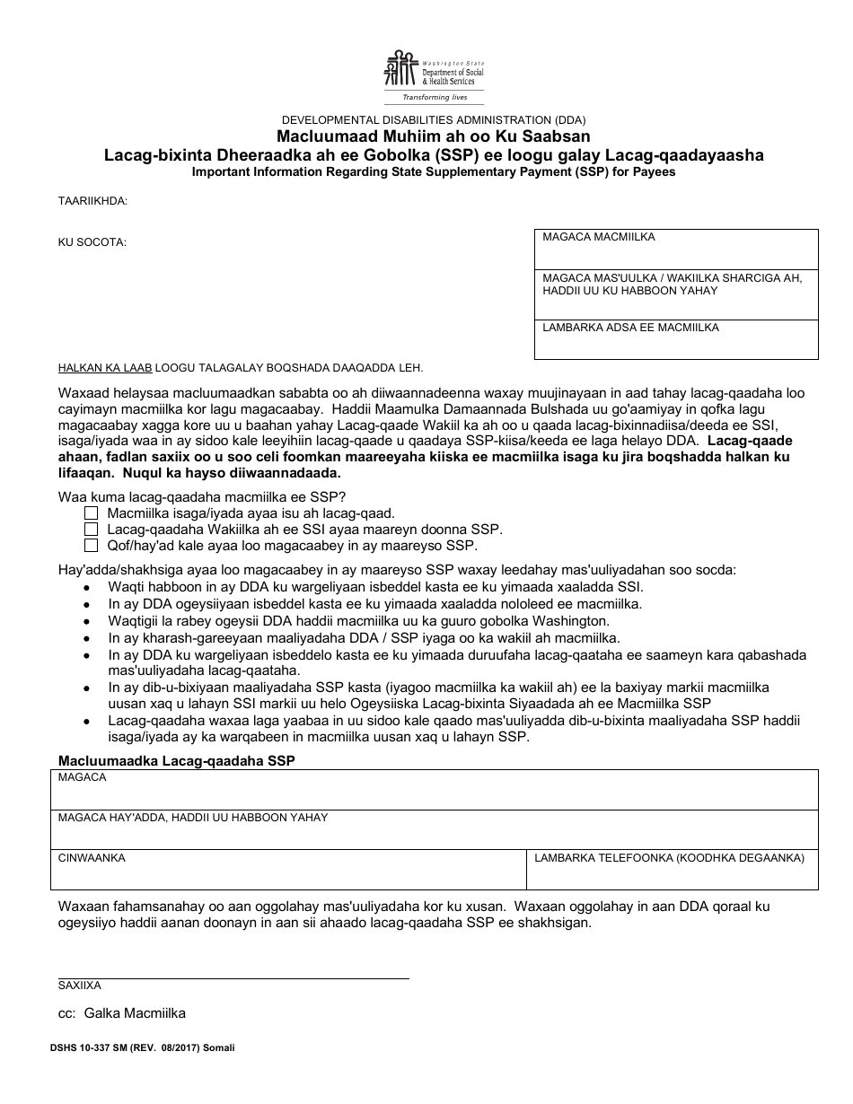 DSHS Form 10-337 - Fill Out, Sign Online and Download Printable PDF ...