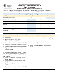 DSHS Form 14-459 Eligible Conditions With Age and Type of Evidence - Washington (French)