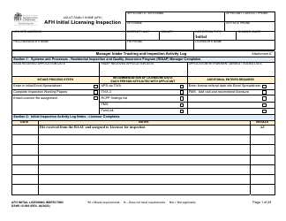Document preview: DSHS Form 15-589 Afh Initial Licensing Inspection - Washington