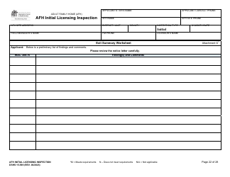 DSHS Form 15-589 Afh Initial Licensing Inspection - Washington, Page 22