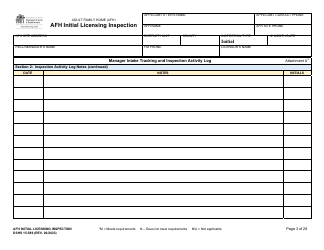 DSHS Form 15-589 Afh Initial Licensing Inspection - Washington, Page 3