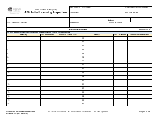 DSHS Form 15-589 Afh Initial Licensing Inspection - Washington, Page 5