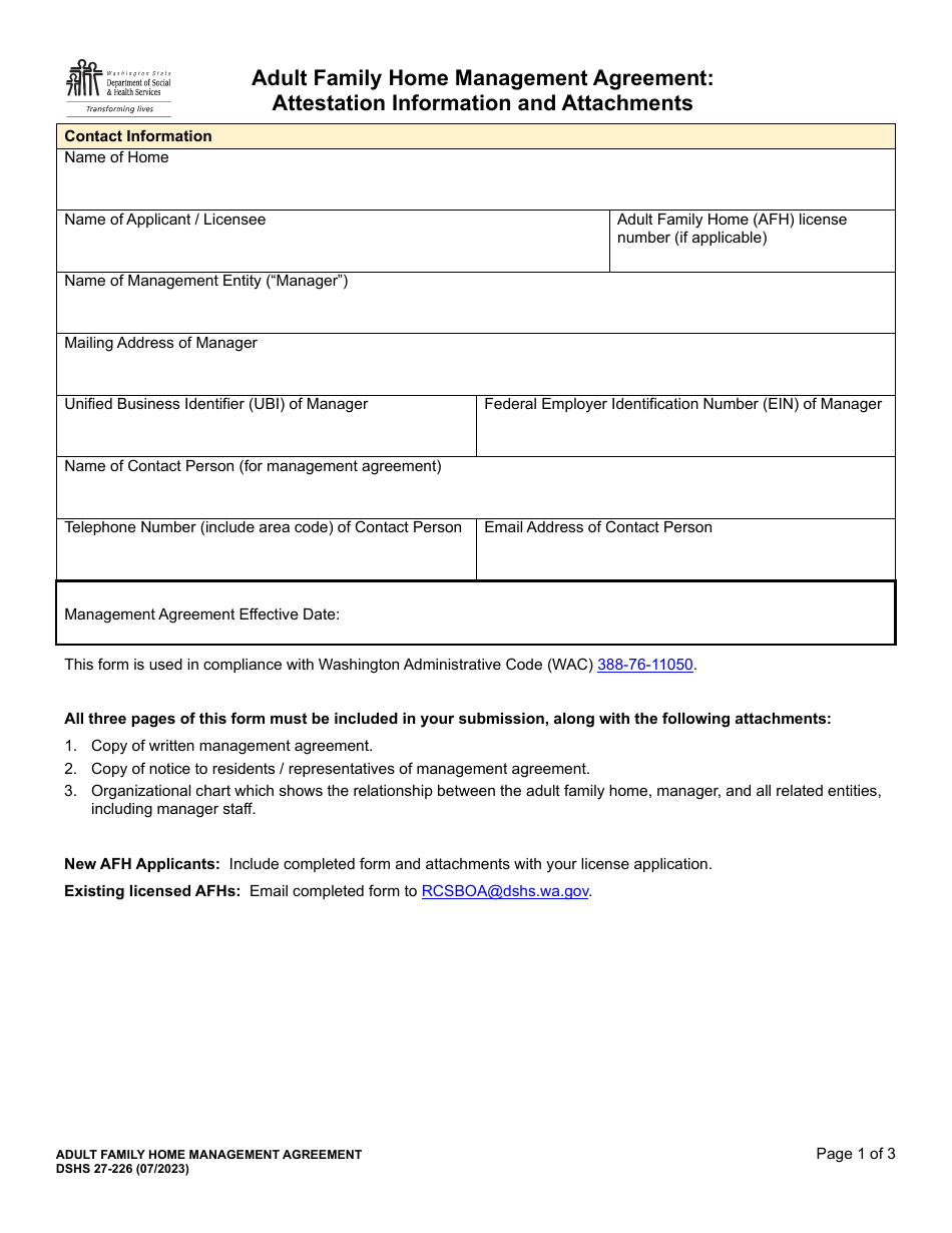 Dshs Form 27 226 Fill Out Sign Online And Download Printable Pdf