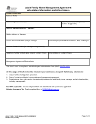DSHS Form 27-226 Adult Family Home Management Agreement: Attestation Information and Attachments - Washington