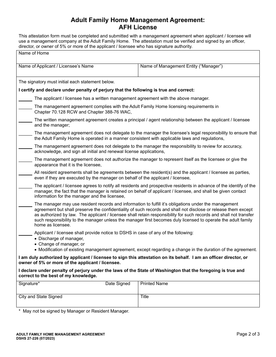 Dshs Form 27 226 Fill Out Sign Online And Download Printable Pdf