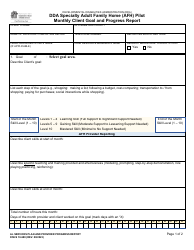 DSHS Form 10-688 Dda Specialty Adult Family Home (Afh) Pilot Monthly Client Goal and Progress Report - Washington