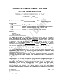 Promissory Note Secured by Deed of Trust - Portfolio Reinvestment Program - Sample/Draft - California