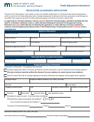 Relocation Allowance Application - Trade Adjustment Assistance - Minnesota