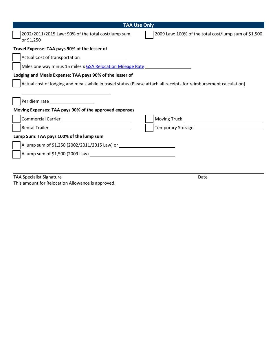 Relocation Allowance Application - Trade Adjustment Assistance - Minnesota, Page 3
