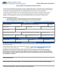 Job Search Allowance Application - Trade Adjustment Assistance - Minnesota