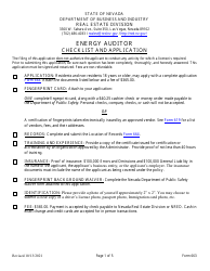 Form 663 Energy Auditor Checklist and Application - Nevada