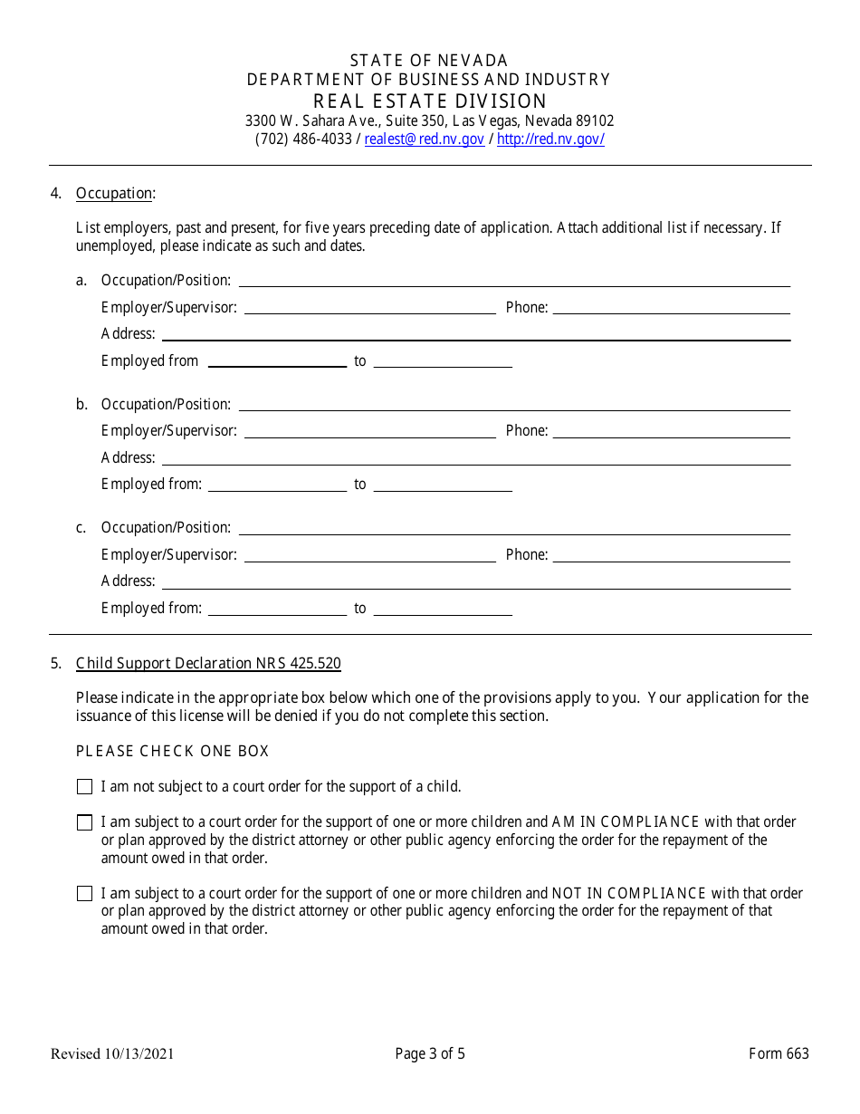 Form 663 Energy Auditor Checklist and Application - Nevada, Page 3