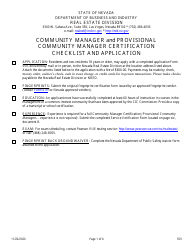 Document preview: Form 559 Community Manager Application - Nevada