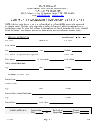Form 659 Community Manager Temporary Certificate &amp; Instructions - Nevada, Page 2