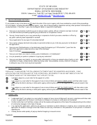 Form 621 Community Manager Application for Reinstatement - Nevada, Page 3