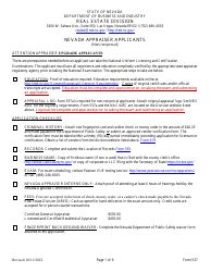 Document preview: Form 537 Original Licensing Application for Residential/General Appraiser - Nevada