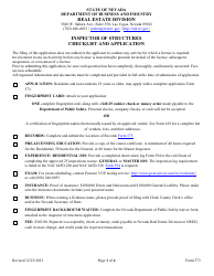 Document preview: Form 573 Inspectors of Structures Original Licensing Application - Nevada