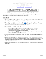 Document preview: Form 550 Petition to Review Criminal History for Pre-determination - Nevada