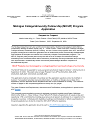 Document preview: Michigan College/University Partnership (Micup) Program Application - Michigan