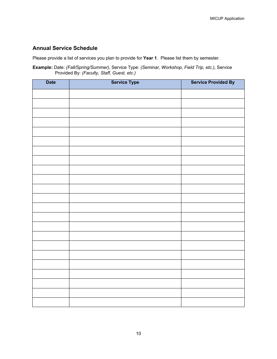 Michigan College / University Partnership (Micup) Program Application - Michigan, Page 10