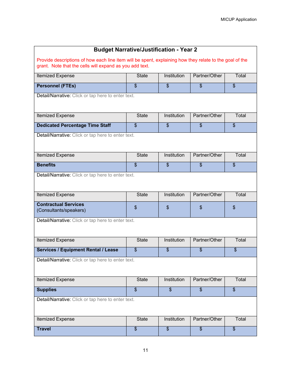 Michigan College / University Partnership (Micup) Program Application - Michigan, Page 11