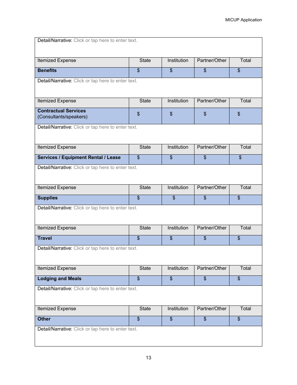 Michigan College / University Partnership (Micup) Program Application - Michigan, Page 13