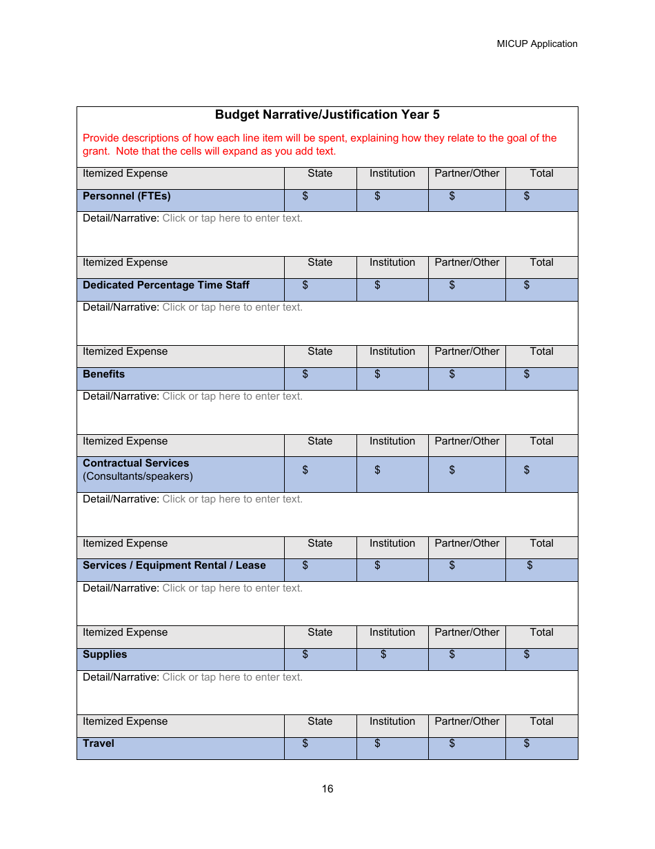 Michigan College / University Partnership (Micup) Program Application - Michigan, Page 16