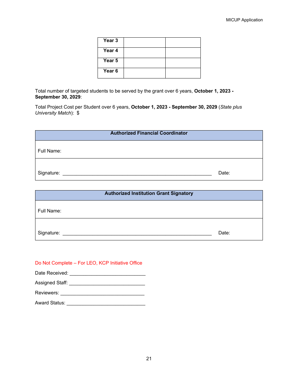 Michigan College / University Partnership (Micup) Program Application - Michigan, Page 21