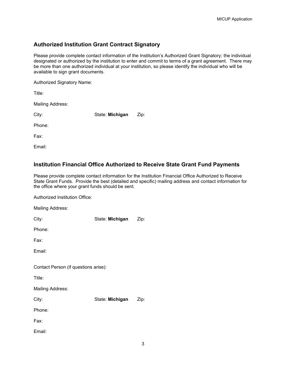 Michigan College / University Partnership (Micup) Program Application - Michigan, Page 3