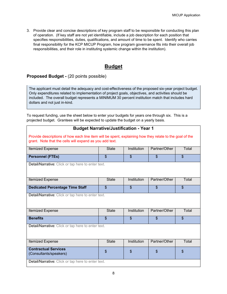 Michigan College / University Partnership (Micup) Program Application - Michigan, Page 8
