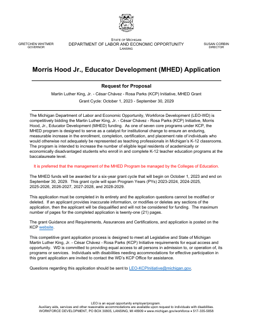 Educator Development (Mhed) Application - Michigan Download Pdf