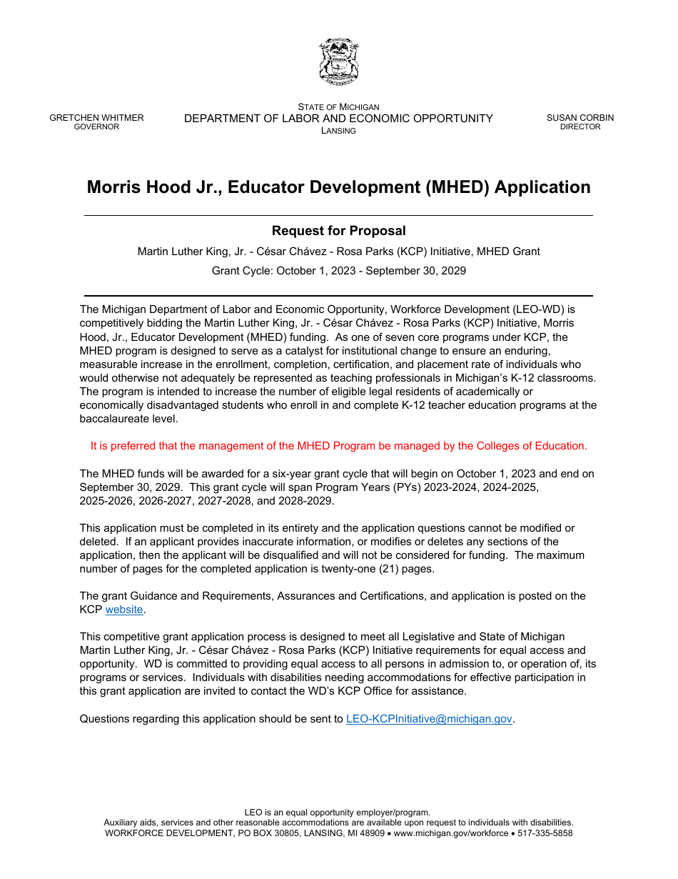 Educator Development (Mhed) Application - Michigan, Page 1