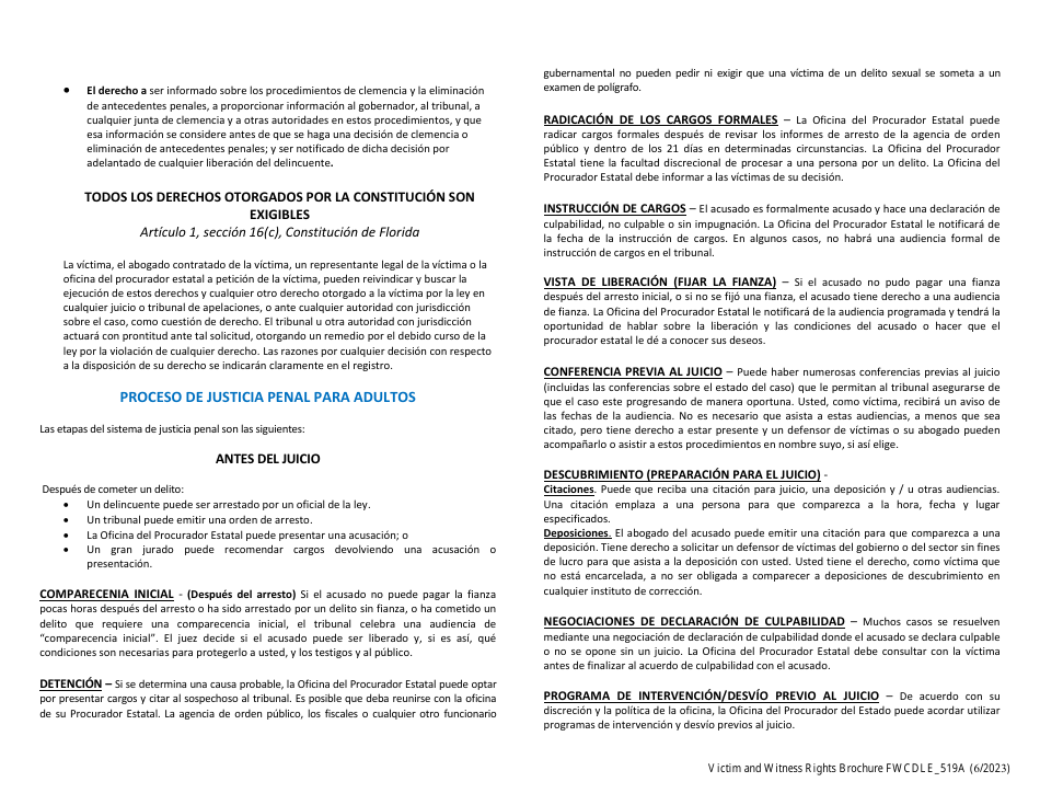 Form FWCDLE_519A Folleto De Los Derechos De Las Victimas - Florida, Page 3