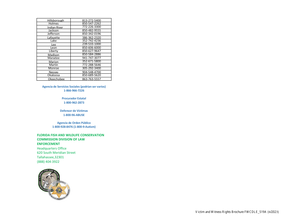 Form FWCDLE_519A Folleto De Los Derechos De Las Victimas - Florida, Page 7