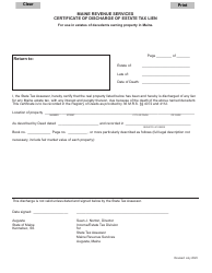 Document preview: Certificate of Discharge of Estate Tax Lien - Maine