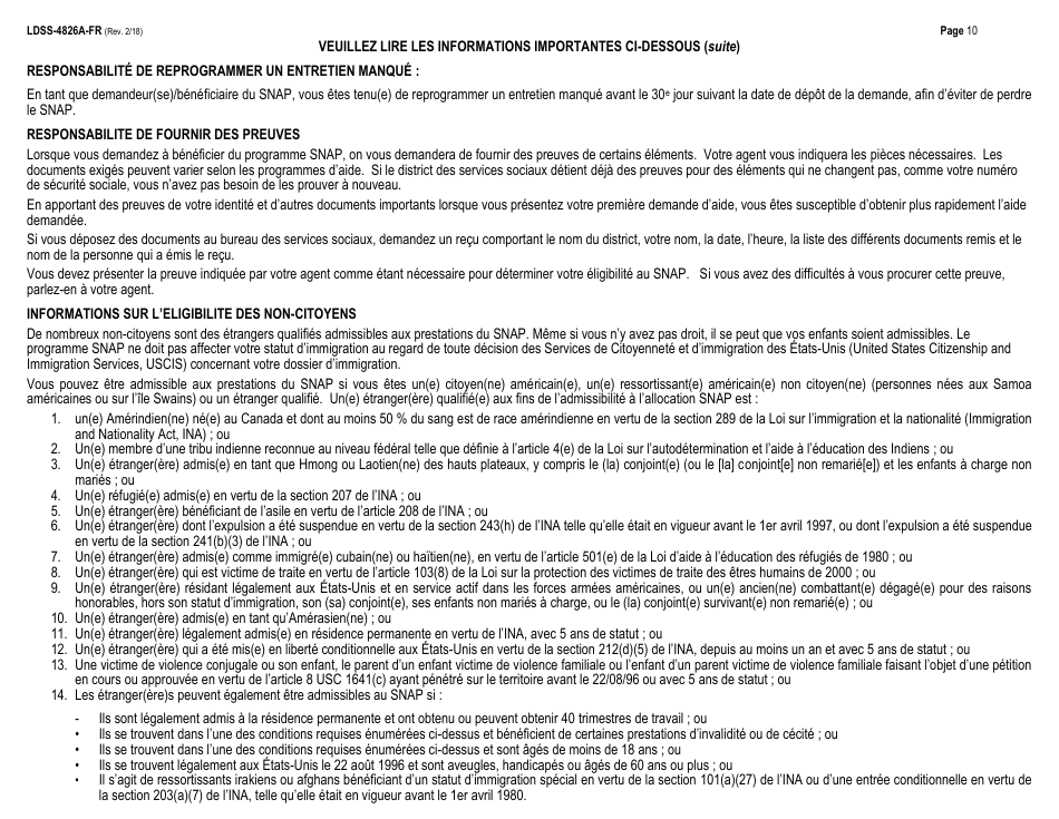 Download Instruction pour Forme LDSS4826 Snap Application