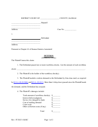 Document preview: Petition (Worthless Check) - Kansas